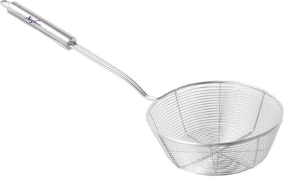 Signamio Stainless Steel Jhara Basket 16 Inch, Heavy Duty Deep Fry Strainer Skimmer Collapsible Strainer(Steel Pack of 1)