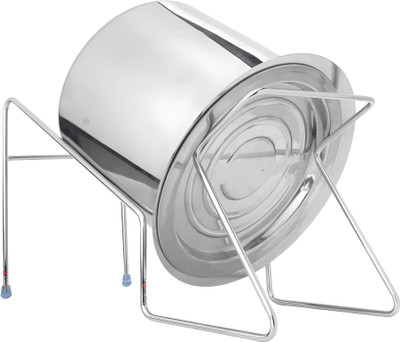 Shriyagic Hands Free Rice Pot Drain Stand Collapsible Strainer(Silver Pack of 1)