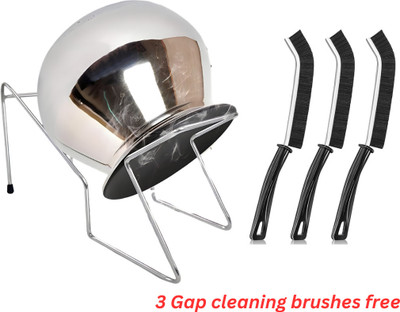 PVSC PVSC_Rice Pot Drainer Stand Kitchen Shelves + 3 gap cleaning brushes Strainer(Steel Pack of 1)