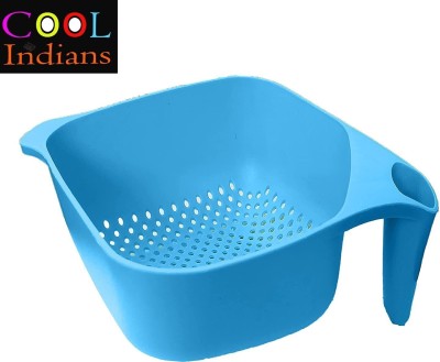 COOL INDIANS new quality Plastic Kitchen Rice Fruits Vegetable Noodles Pasta Washing Bowl Strainer(Blue Pack of 1)