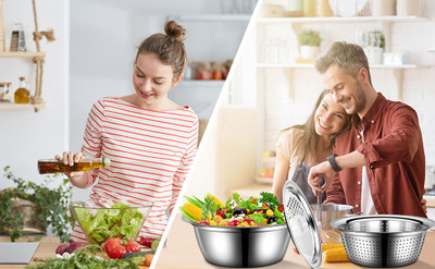 FOLIAM 3 in 1 multipurpose kitchen greater Collapsible Colander Collapsible Strainer(Steel Pack of 1)