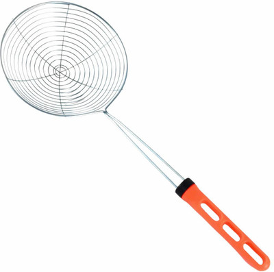 mshine Stainless Steel Deep Fry Strainer | Wire Mesh Skimmer Ladle with Long Handle Strainer(Silver Pack of 1)