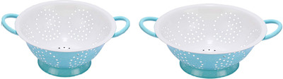 Naaz pet world colander with handle for kitchen (color turquoise 24cm 1.5 LTR (Sky Blue Color) Strainer(Multicolor Pack of 2)