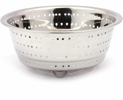 Narayani Enterprises Stainless Steel Colander Strainer for Kitchen with Handles – Small Colander(Steel Pack of 1)