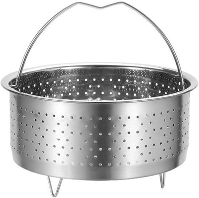 VALAJOGI Steaming Basket Mixing Bowl Steel Steaming Basket Strainer(Silver Pack of 1)