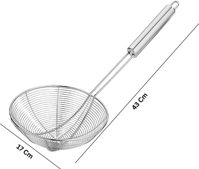 Gueran 18 Inch Stainless Steel Deep Fry Jhara for Kitchen Frying Spoon Puri & Poori Oil Strainer(Steel Pack of 1)