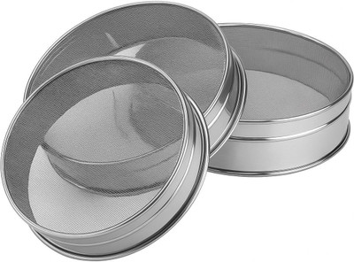 ABC Stainless Steel Atta Fine Mesh Sieve Jali Combo Set of 3 Strainer(Silver Pack of 3)