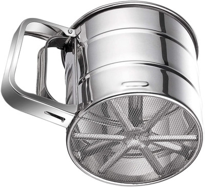 CALIA Flour Sifter/Atta chhani Hand Press Design Stainless Steel Flour Sifter Sieve(Steel Pack of 1)