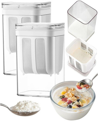 WISHLIST Yogurt Maker Filter – 1100ml BPA-Free with Stainless Steel Mesh Collapsible Strainer(White Pack of 1)