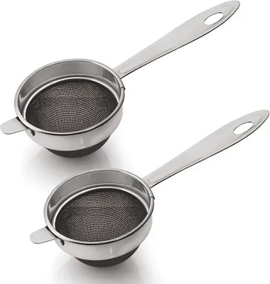 ARSCART Double Mesh Tea Strainer Chalni 8 cm Diameter Strainer(Silver Pack of 2)