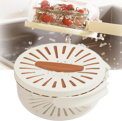 RANGATE Fruit Drain Basket Foldable Handle Portable Refrigerator Food Storage Container Colander(Multicolor Pack of 1)
