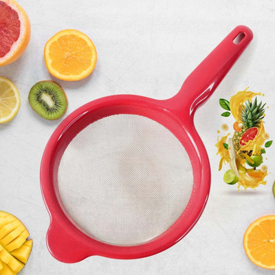 Oblivion Medium Pulpy Juice Strainer (1 Pc) – Ideal for Smooth Juices & Kitchen Use Collapsible Strainer(Red Pack of 1)