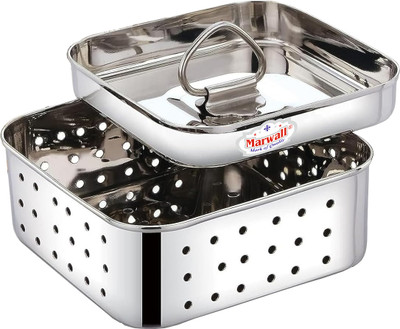Marwall Stainless Steel Square Paneer/Tofu Press with Lid-12cmx12cm Colander(Silver Pack of 1)
