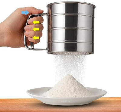 Zevon Flour Sifter/Atta chhani Manual Stainless Steel Fine Mesh Sieve Cup for Flour Strainer(Steel Pack of 1)