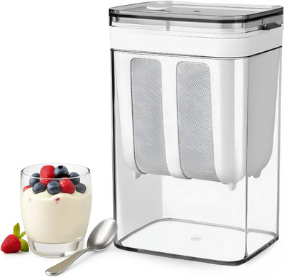 Balgopal Creations 1100 ML Yogurt Strainer & Hung Curd Maker | Multi-use curd Strainer Box Strainer Strainer(Clear, White Pack of 1)