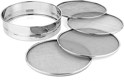 Kaushlendra 4 in 1 Stainless Steel Interchangeable Wheat Rice Atta Maida Sieve(Silver Pack of 1)
