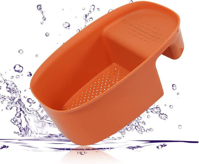 KolorFish Sink Strainer Colander Drain Basket, Multifunction Saddle-Shaped Mesh Strainer Collapsible Strainer(Orange Pack of 1)