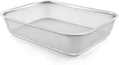Qiyang sales Rectangular Strainer Stainless Steel Sink Basket Vegetable Fruit Cleaner Strainer(Silver Pack of 1)