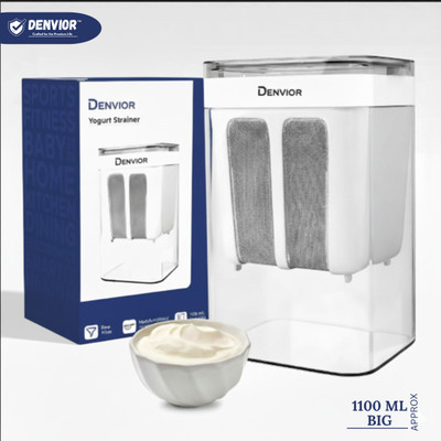 DENVIOR Hung Curd Strainer Box | Curd & Greek Yogurt Maker 1100ml Collapsible Strainer(White Pack of 1)