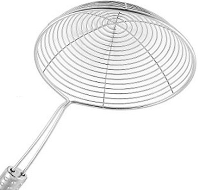 KUBER INDUSTRIES Deep Fry/Mesh Strainer/Jhara/Puri Strainer set of 1 Pcs (20 Cm) Code-STJ13 Strainer(Silver)