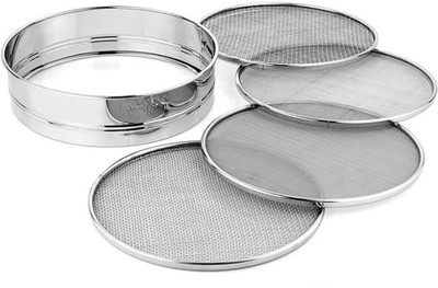 IDEAL PRIME Stainless Steel 4 in 1 Interchangeable Sieves Aata Chalni Maida Channi Collapsible Sieve(Silver Pack of 1)