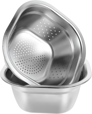 Gyanadh 304 Stainless Steel Microporous Colander,2QT Large Capacity with Mixing Bowl Colander(Silver Pack of 1)