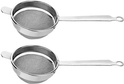 Sherry Colander sieve stainer strainer Pack of 2,Silver_17 Collapsible Strainer(Silver Pack of 2)