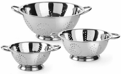 KARFE Stainless Steel Rust Proof Mirror Finish Colander For Multipurpose ( Set Of 3 ) Colander (Steel Pack Of 3) For Rs. 499 @ 53% off