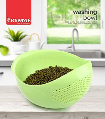 CRYSTAL Vegetable, Fruit, Rice Bowl Strainer Strainer(Green Pack of 1)