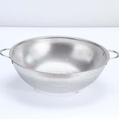 Freshome Round Stainless Steel Colander for Washing Vegetables Fruits Rice Strainer Large Colander(Silver Pack of 1)