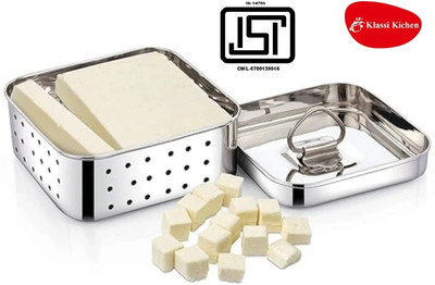 Klassi Kichen Stainless Steel Square Shape Indian Paneer/ Mould Maker 250ml Collapsible Strainer(Silver Pack of 1)