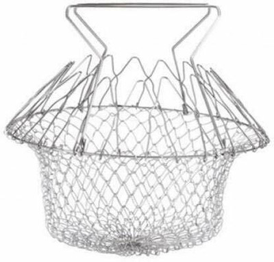 MAHI ENTERPRISE Chef Foldable Steam Basket Collapsible Deep Frying Basket(Silver Pack of 1)