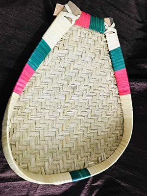 Boomani Moram Handmade Winnowing Basket Palm Leaf Product - pack of 1. Strainer(Multicolor)