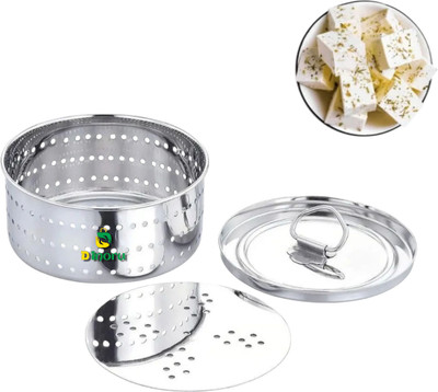 D Inoru ® 350ml Stainless Steel Paneer & Tofu Maker with Lid | Round Shape Mould Collapsible Strainer(Silver Pack of 1)