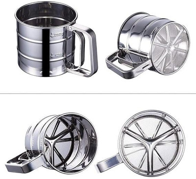 yogilabel Manual Sifter Powder Flour Tool Made of Stainless Steel for Powder Sieve Collapsible Sieve(White Pack of 1)