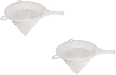rushabh collections Plastic HEAVY Multipurpose Milk/Water Strainer Sieve Strainer(White Pack of 2)