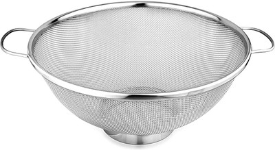 veidik Stainless Steel Fine Mesh Colander Food Strainer Sieve Sifters with Side Handle Colander(Silver Pack of 1)