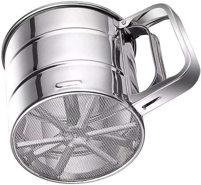 Jiyancreation Stainless Steel Mesh Flour Sifter al Baking Icing Sugar Shaker Sieve Collapsible Strainer(Steel Pack of 1)