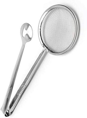 Aric Multi-Functional 2 in 1 Fry Tool Filter Spoon Strainer Strainer(Silver Pack of 1)