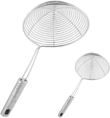 LSARI Deep Fry/Mesh Strainer/Jhara/Puri Strainer set of 2 Pcs (14 & 16 Cm) Code-STJ18 Strainer(Multicolor Pack of 2)