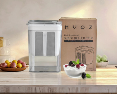 MYOZ Greek Yogurt Filter&Curd Maker 1.1L | Fine Mesh Strainer with Lid|Whey Separator Strainer(White Pack of 1)