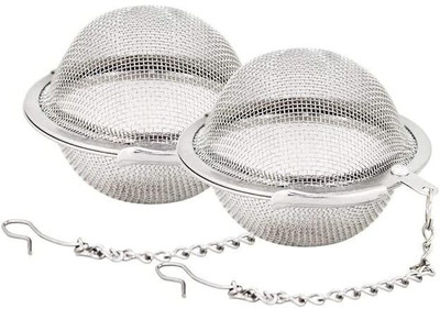 Haleness Care Strainer Steel Spoon|Mesh Style Easy Infuser Strainer Perfect Pincer Ball Shaped Collapsible Strainer(Silver Pack of 2)