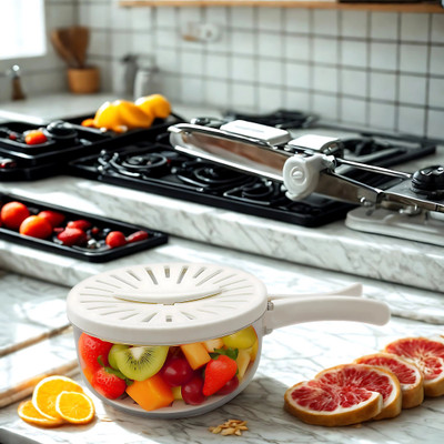 HIan Fruit & Vegetable Draining Bowl with Lid – Strainer, Colander & Storage Basket Collapsible Strainer(White Pack of 1)