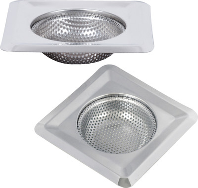 KUBER INDUSTRIES Kitchen Drain Catcher Sink Square Moti Jali Strainer|115 mm|Pack of 2|Silver Strainer(Silver Pack of 2)