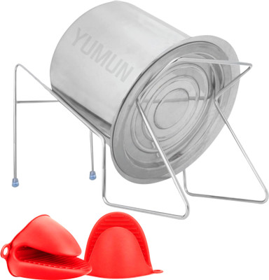 Yumun Handsfree Rice Pot Stand(Kitchen Drainer ) Strainer(Silver Pack of 1) deal from flipkart