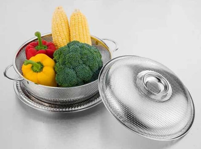 HomeFast Stainless Steel Colander Strainer Drainer with Handle Collapsible Colander(Silver Pack of 1)