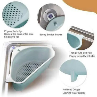 SJK Triangular Multi Functional Drainer Shelf Sink Storage Holder x1.137 Colander(Multicolor Pack of 1)