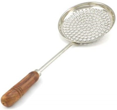 Amaxone Stainless Steel Boondi Jara with Wooden Handle for Home and Kitchen Strainer(Silver Pack of 1)