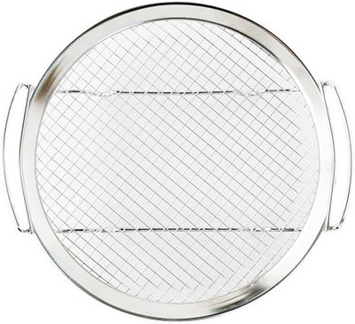 Kruvad Round Stainless Steel Oil Leakage Net Air Fryer Noodle Strainer Chip Basket Deep Frying Basket(Silver Pack of 1)