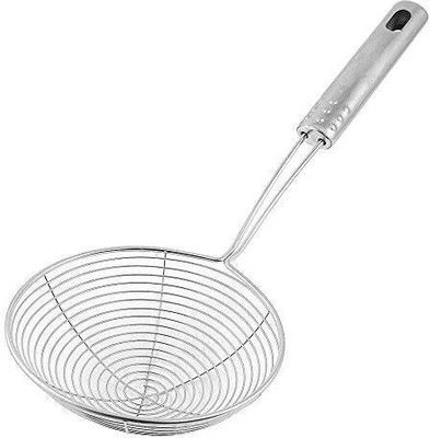 poksi Stainless Steel Deep Fry Strainer/Oil Strainer for Kitchen Puri Wire Skimmer with Spiral Mes Strainer(Steel Pack of 1)